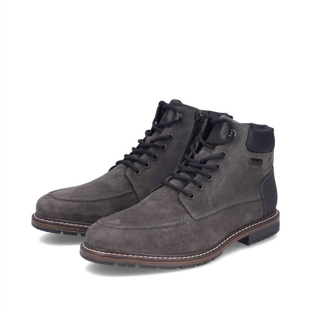 NEW RIEKER men's tie boot in asphalt/schwarz